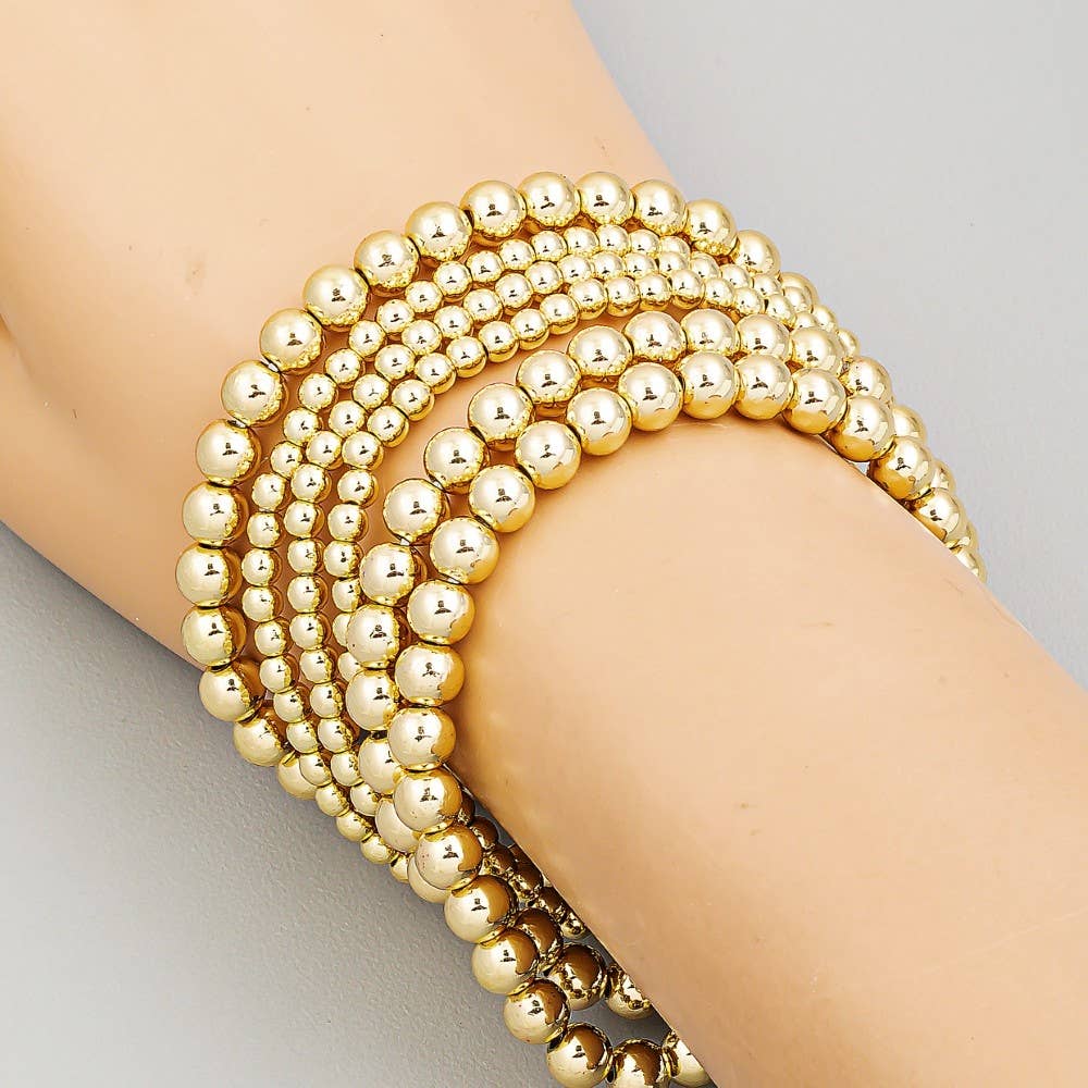 The Looks by Fame Accessories - Wholesale Armband met kralen - Stapelbare armband met metalen kralen1