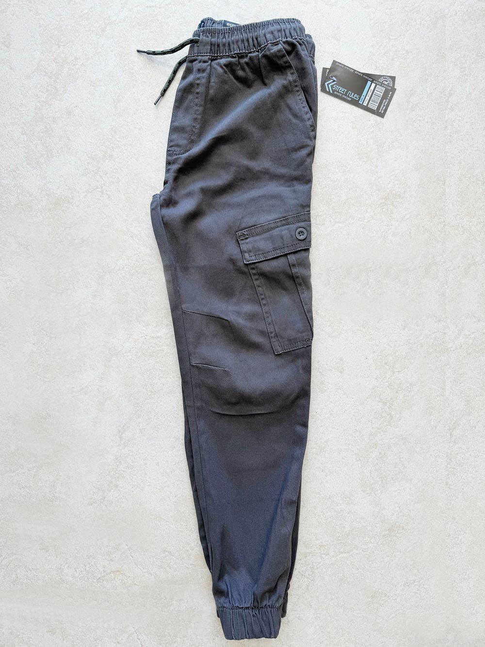 Charcoal Boy's Pull-On Twill Cargo Jogger Pants (Charcoal)  for wholesale on Faire4