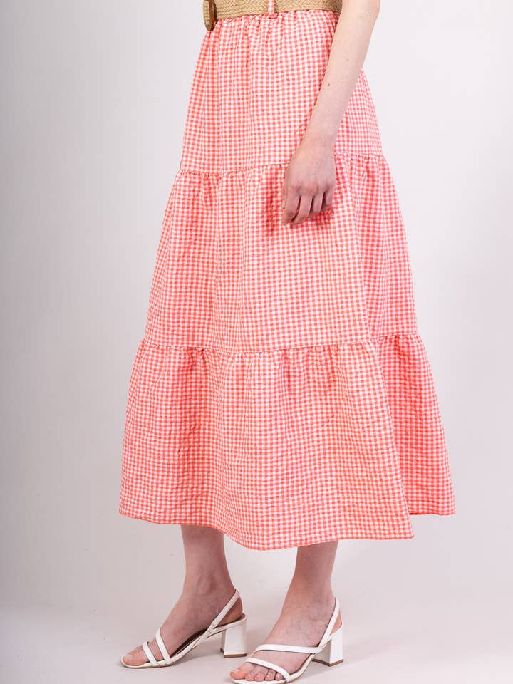 Mimi & Gogo - Wholesale Skirt - Women's - Gingham Cotton Skirt @3409_JuVichyGaze9