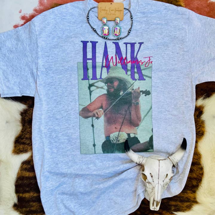Ranchy Roan Boutique - Wholesale Screen Printed T-Shirt - Women's - Hank Williams Jr. Vintage Graphic Tee – Western Country Music Shirt