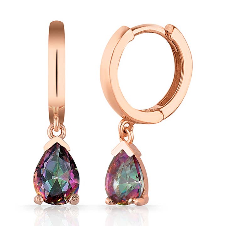 Boucle d'oreille en argent sterling 925 en forme de goutte d'eau et zircone pour femme pour la vente par Azuris Silver