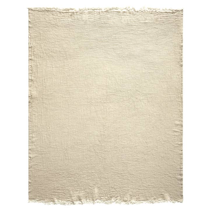 Sandy Turkish Crinkled Cotton Throw Blanket with Fringe for wholesale by LR Home