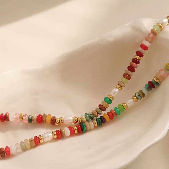 Multi Colored Sunny Non-Tarnish Boho Color Beaded Necklace for wholesale on Faire