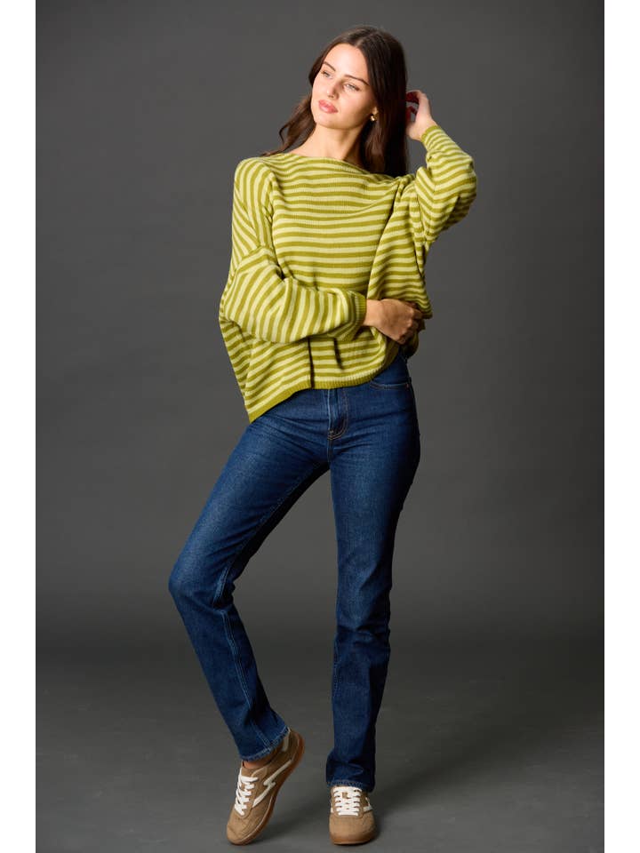 Before You Collection - Wholesale Knit Sweater - Women's - Striped T-Body Sweater13