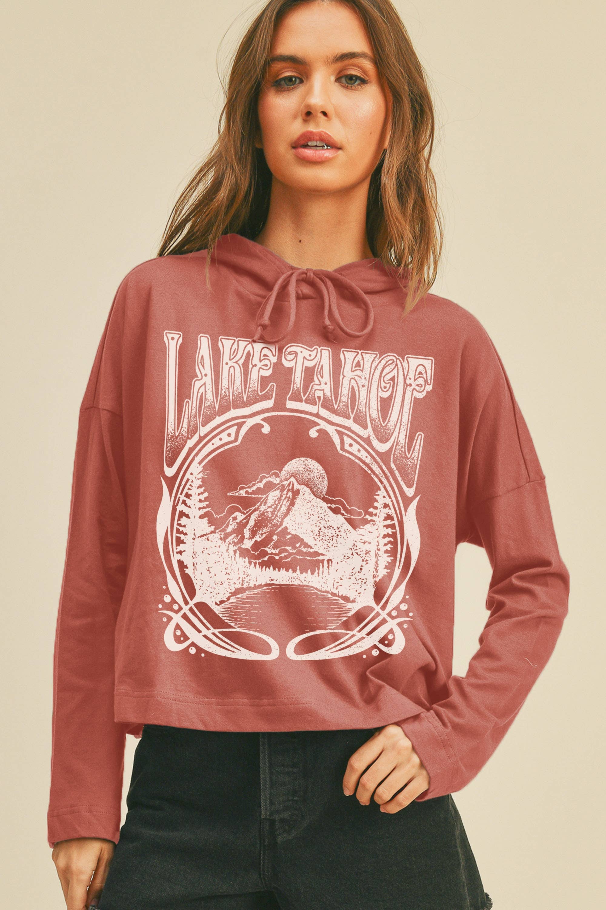 Honestee - Wholesale T-Shirt (Graphic) - Women's - Lake Tahoe Graphic Hooded T-Shirt1