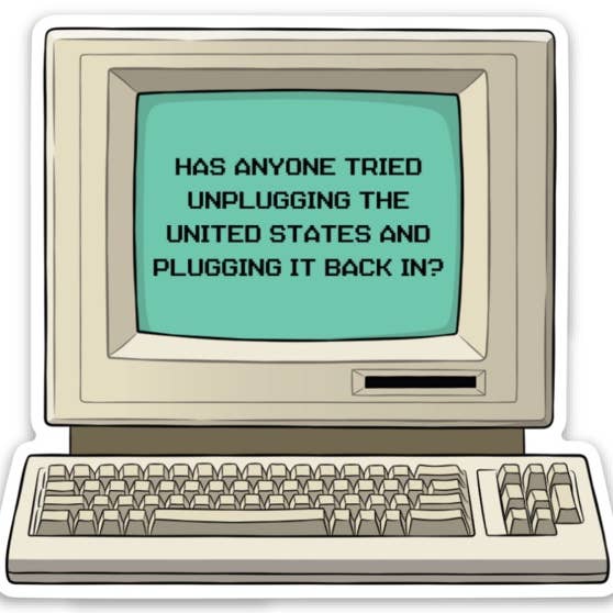 Unplug the United States Die Cut Sticker for wholesale by THE FOUND