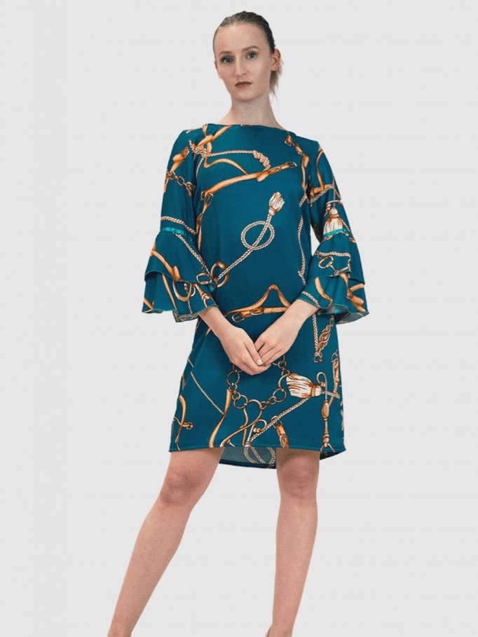 Robe trapèze avec motifs dorés pour la vente par Lia & Saora GmbH