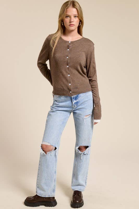 Charlotte Avery - Wholesale Cardigan - Dames - Cardigan met contrasterende manchetten van kasjmiermix5