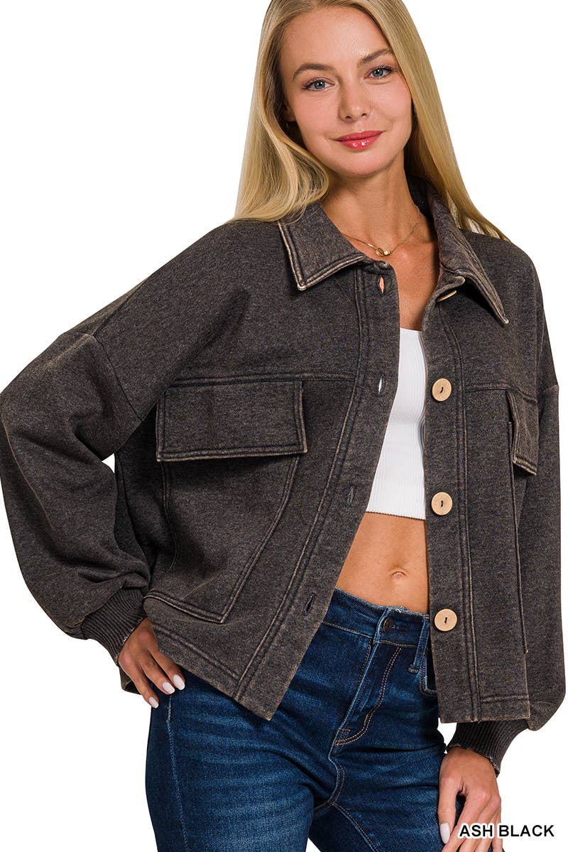 42POPS - Venta al por mayor Sobrecamisa - Mujer - ... CHAQUETA CORTA DE FORRO POLAR LAVADO CON ÁCIDO SI-253367