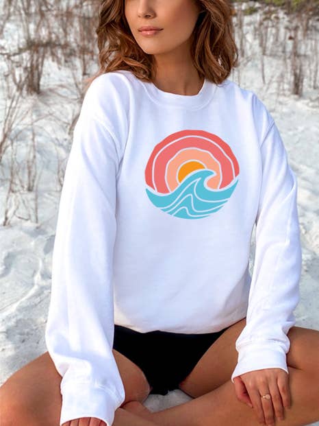 Felpa con onde tramonto per la vendita all'ingrosso da parte di Wildberry Waves