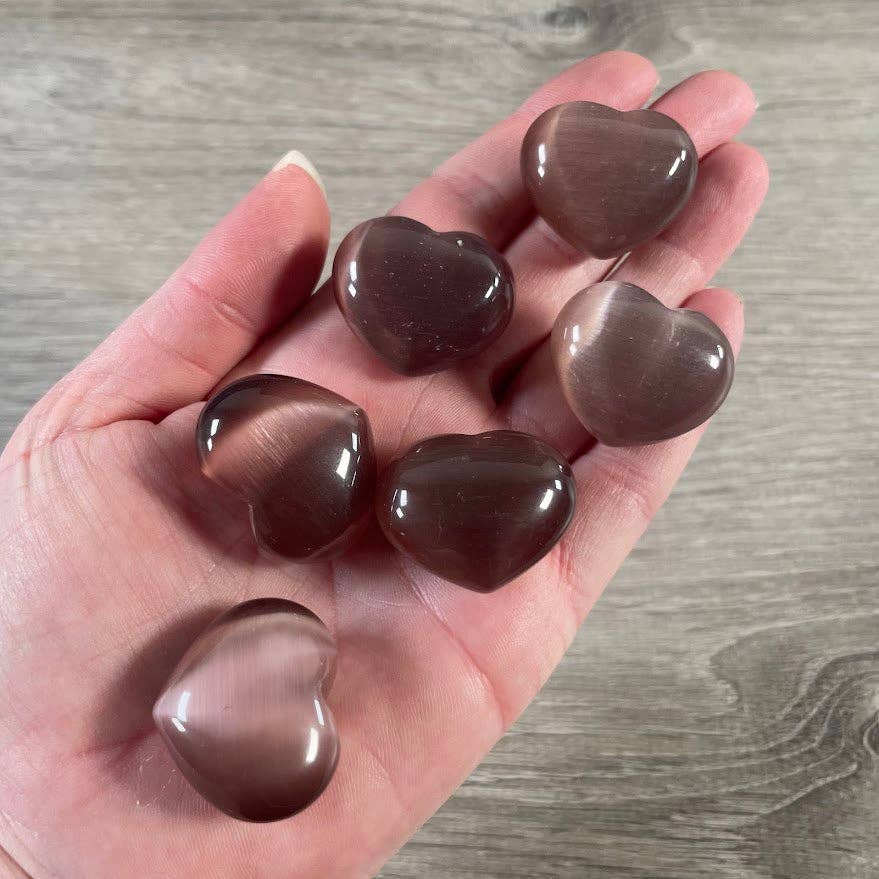 Keystone Crystals - Wholesale Spiritual stone/crystal - Fiber-Optic Cat's Eye Heart Puffy 1-Inch Wholesale Gemstone2