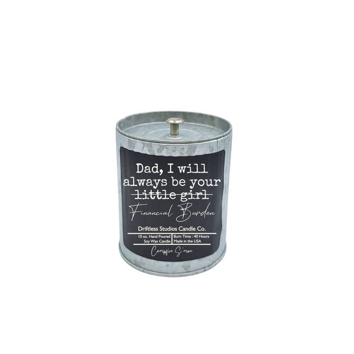 Driftless Studios - Wholesale Jar/Filled Candle - Financial Burden - Fathers Day Rustic Candle - Gift Candles0