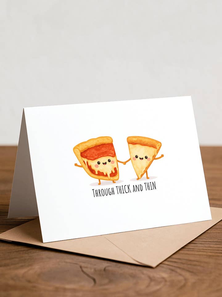 Handgjort Alla hjärtans dag-kort med pizzatema för wholesale av Chewy Lemon Studio