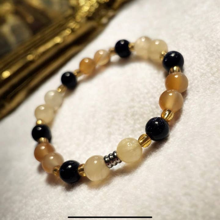 Pulsera de piedras preciosas hechas a mano con selenita, cornalina y arenisca galáctica para venta al por mayor de Saki Cosmetics