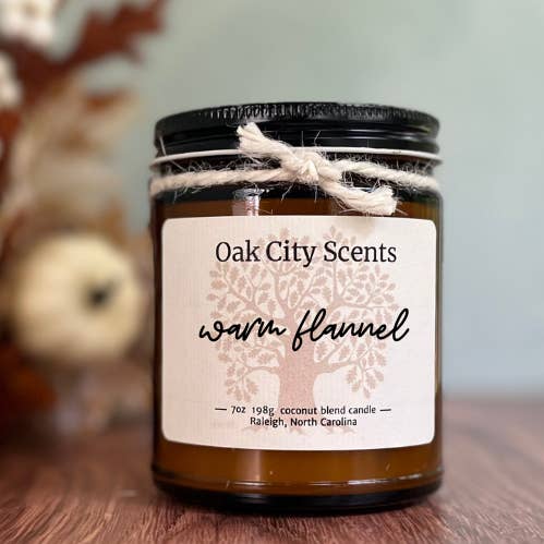 Warm Flannel Fall Scented Candle for wholesale by Oak City Scents