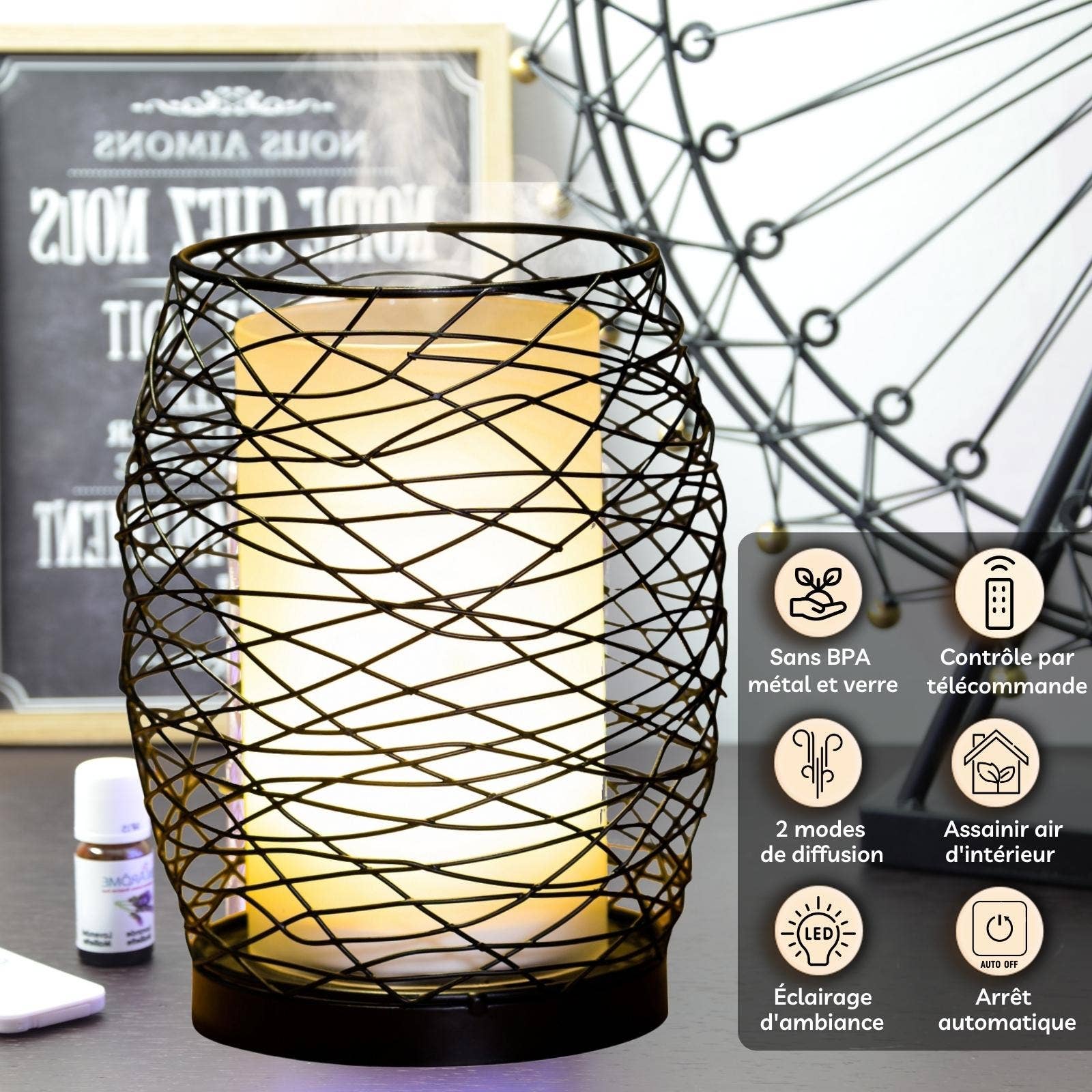 Zen'Arôme - Wholesale Electronic Diffuser - Volupsia Glass and Metal Aroma Diffuser + Remote Control2