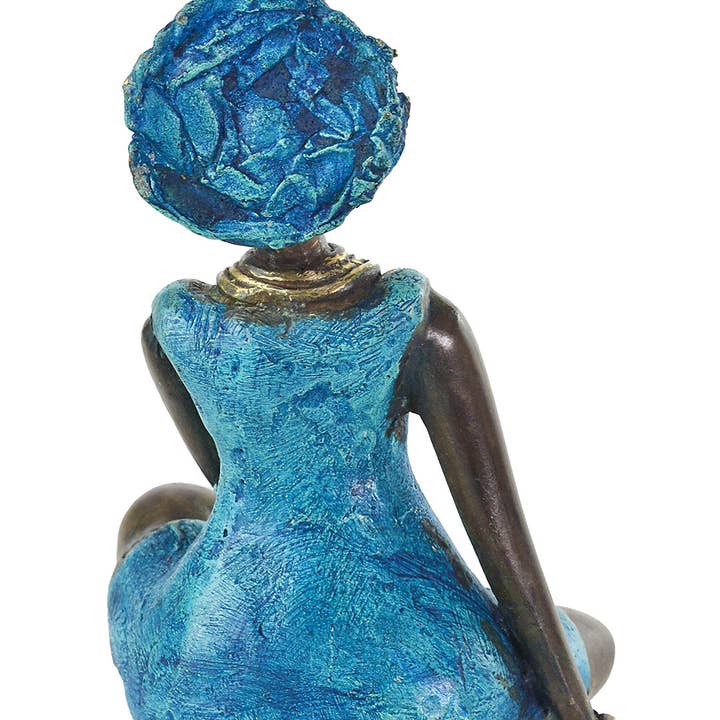 Swahili | AFRICAN MODERN - Wholesale Sculpture - La Femme en Bleu Burkina Bronze Sculpture1