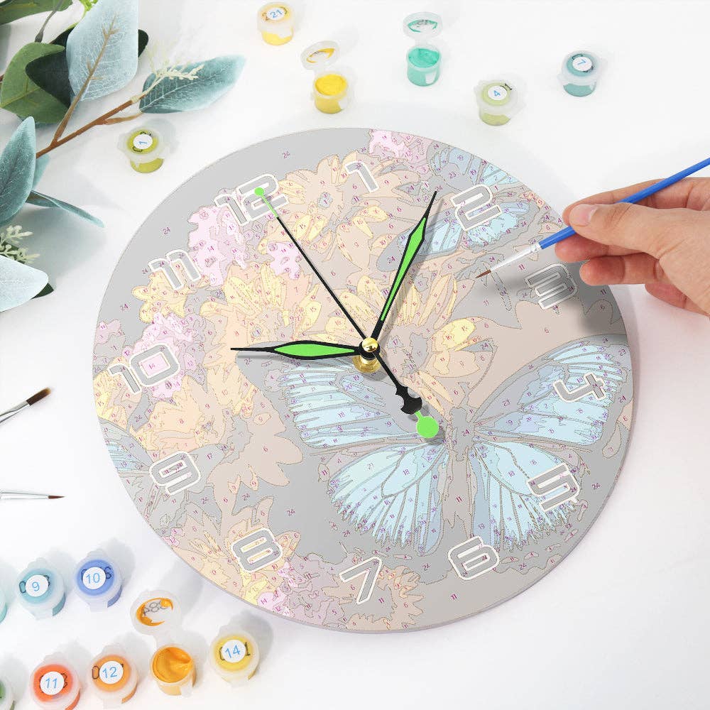Paint Your Numbers - Wholesale DIY Craft Kit - Paint the Moment – Butterfly Bloom Clock Kit4