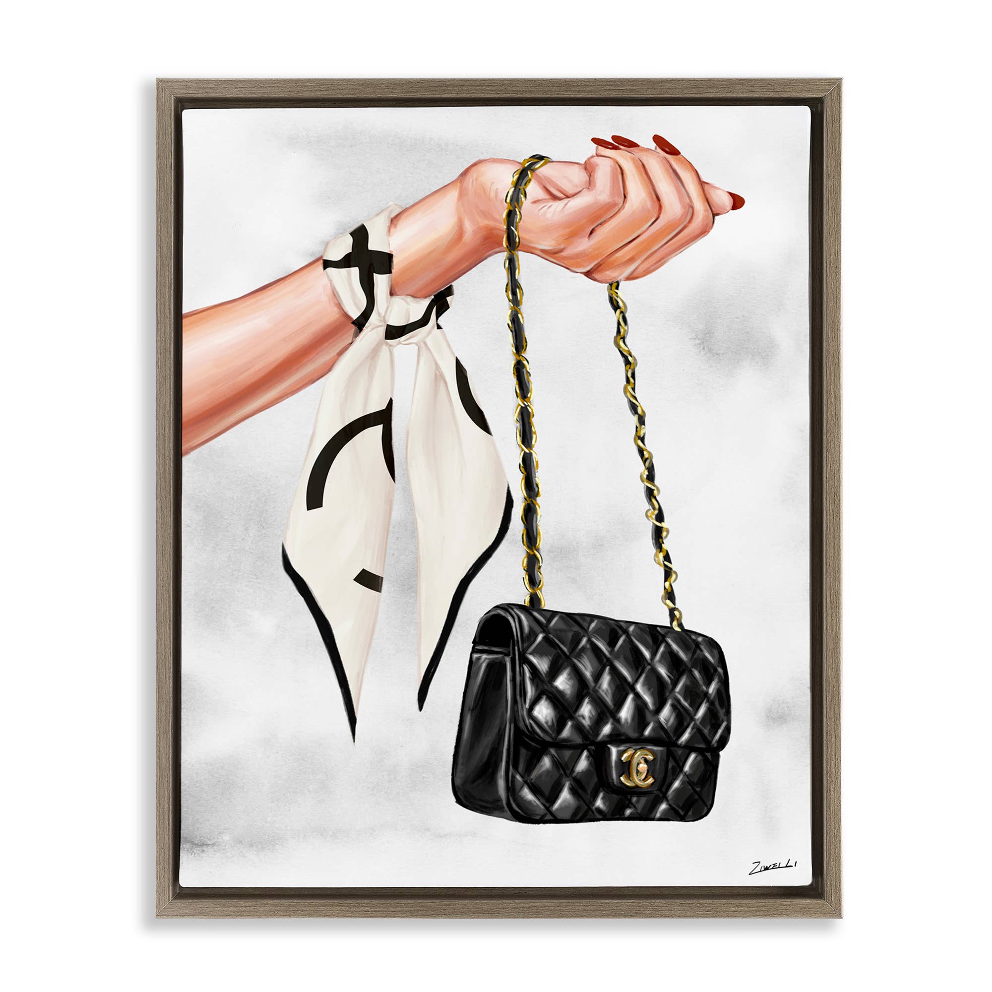 Stupell Industries – wholesale Wall decor – Kids & Baby – Black Handbag on Wrist Floater Framed Art6