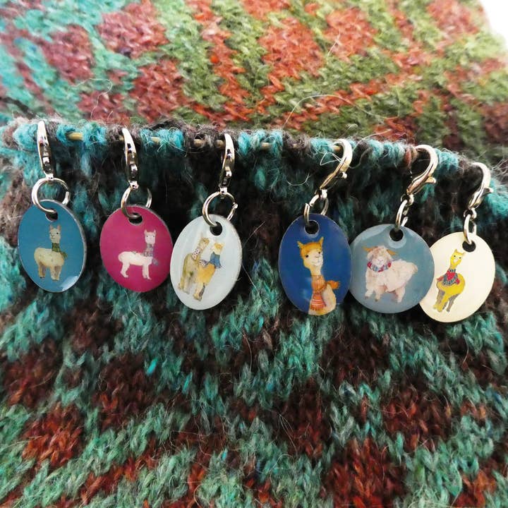 Alpaca & Friends Crochet Stitch Markers (Set of 6) for wholesale by Emma Ball Ltd