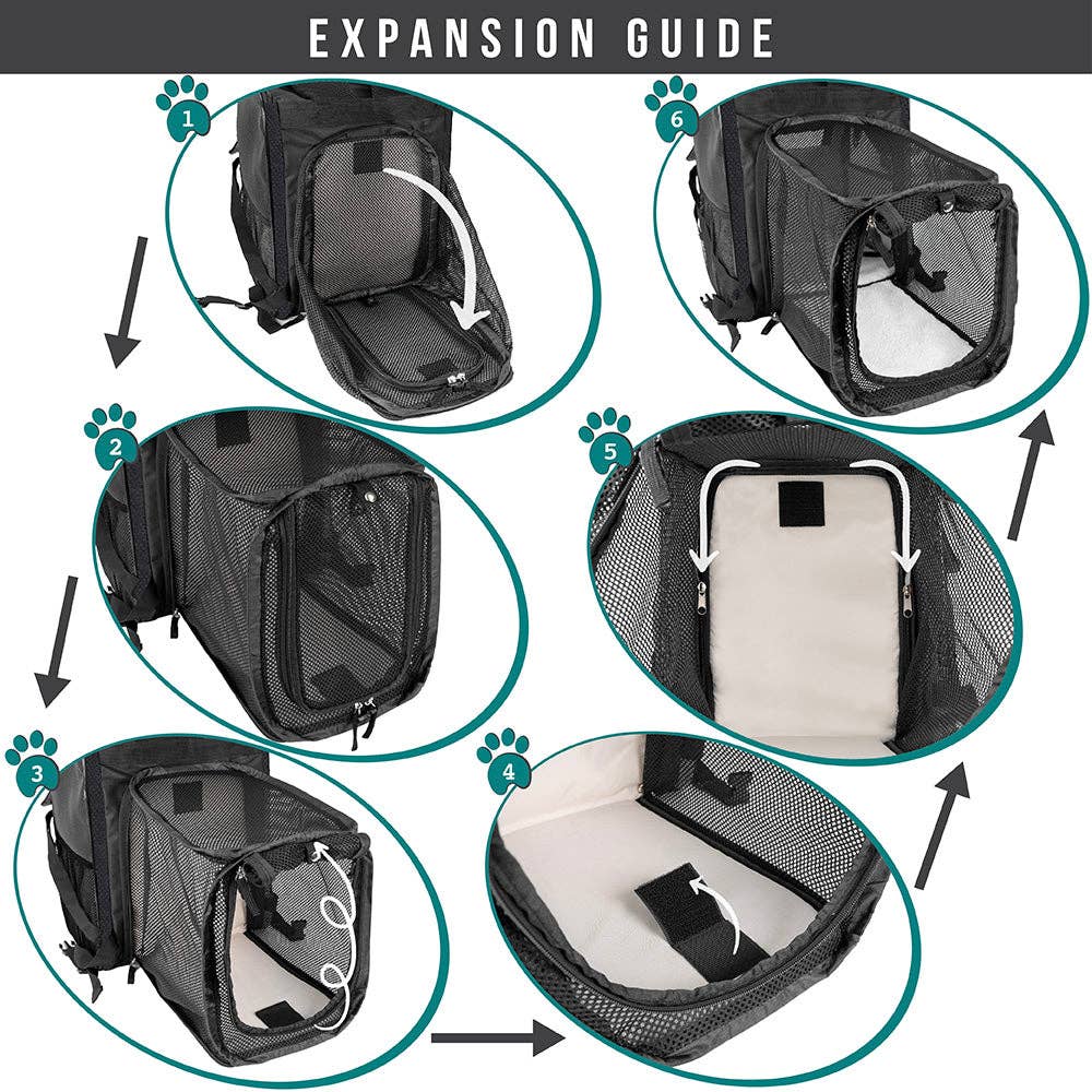 PetAmi - Vente Caisse de transport – chat et chien - Sac à dos de transport pour animaux de compagnie extensible à 3 voies2