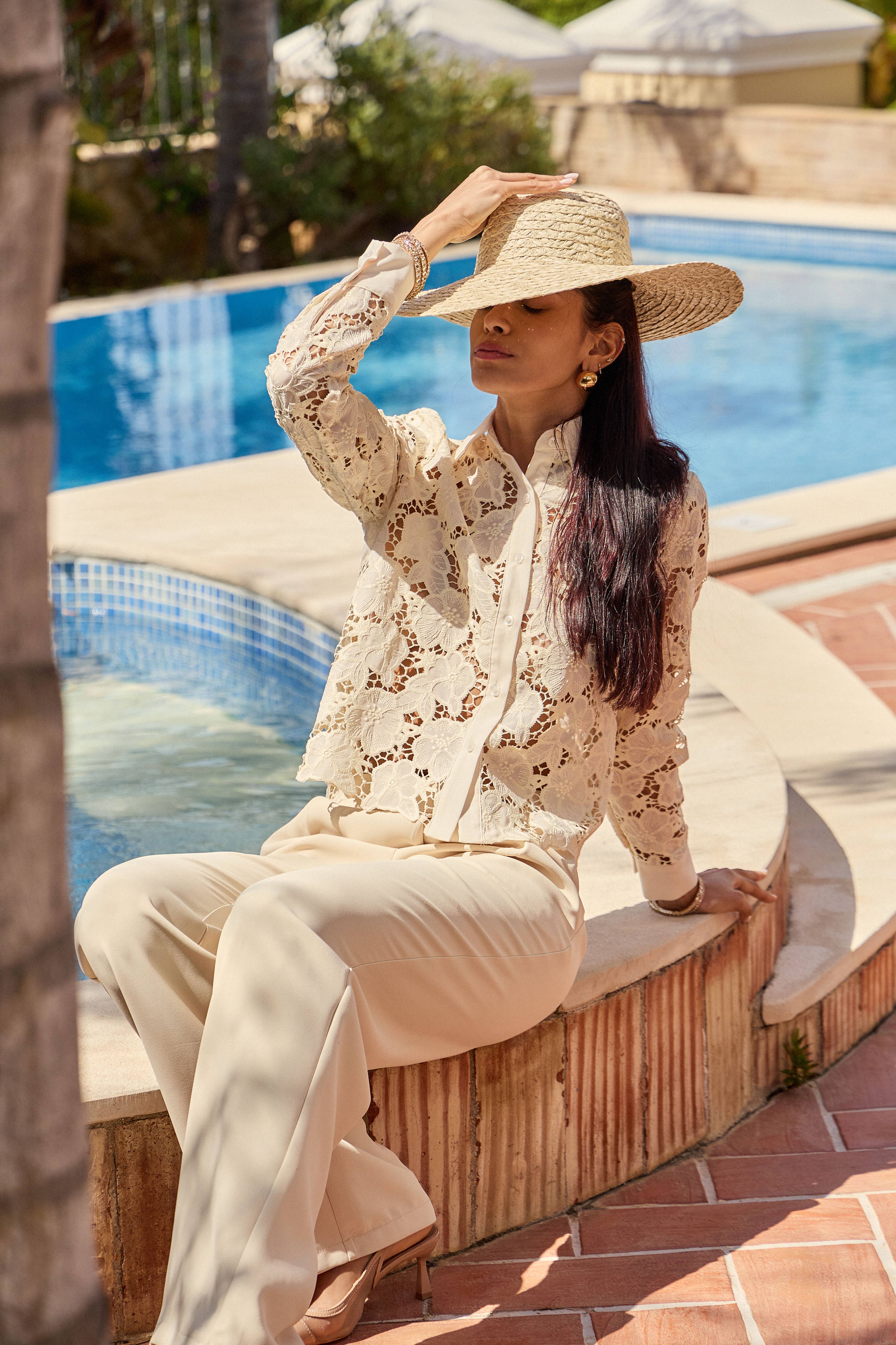 LULUMARY - Vente Chemise à col boutonné – femme - Chemise en dentelle CH36214