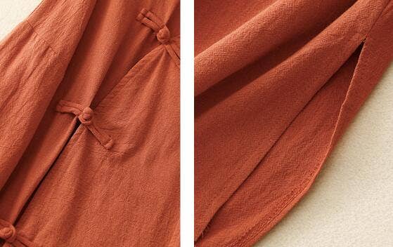 Whisper Mint - Wholesale Dress - Women's - Cotton linen women's literary retro mid-length shirt dress5