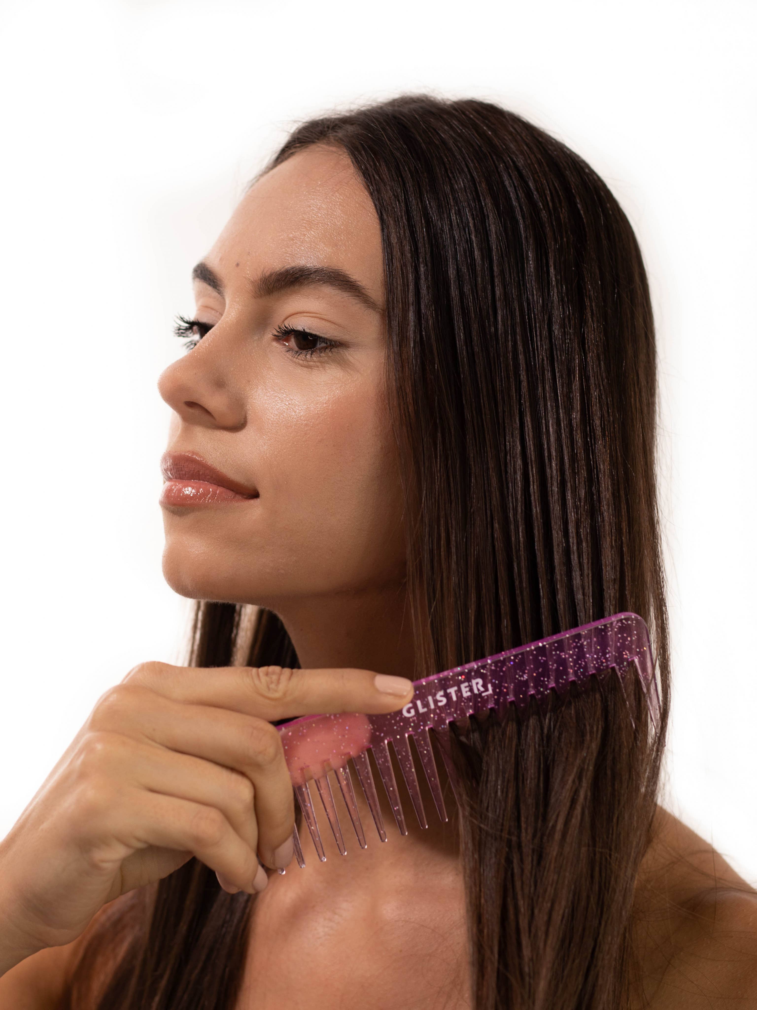 Glister - Wholesale Hair Brush/Comb - "Sparkle" Wide Tooth Detangling Comb | Glitter Finish1