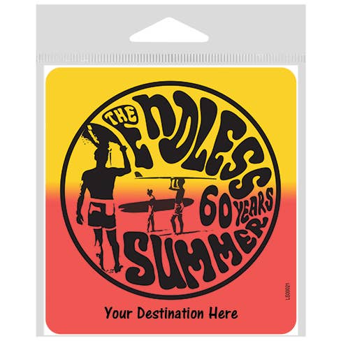 Endless Summer logo - 60 years (yellow and red bkgd) for wholesale by SJT Enterprises, Inc.
