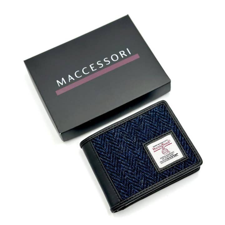 maccessori - Wholesale Wallet - Men's - Harris Tweed Bifold Coin Wallet Blue