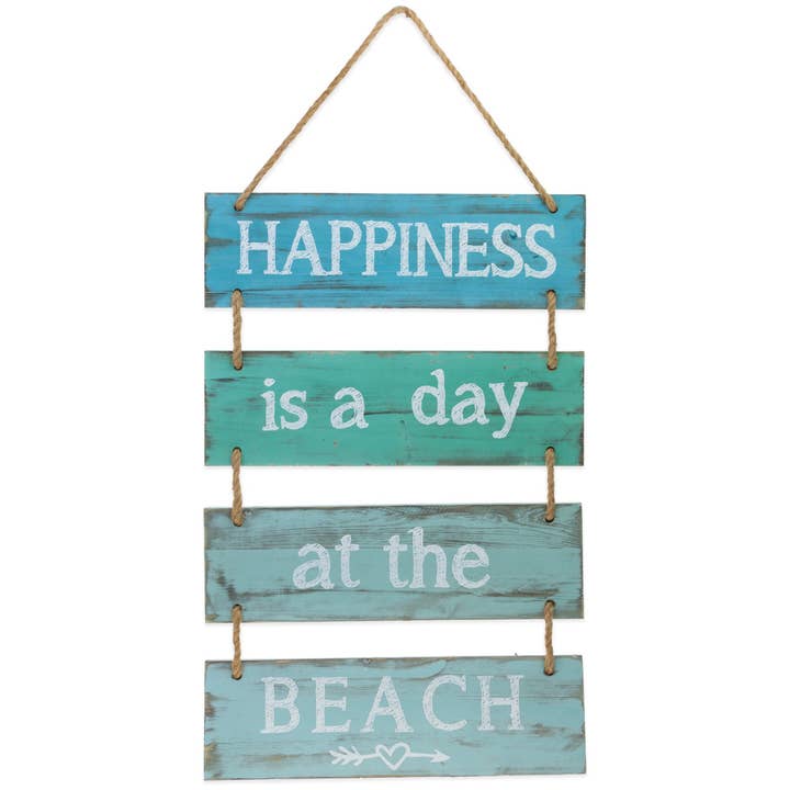35" Tall Happiness At The Beach Wood Sign for wholesale by Boston International