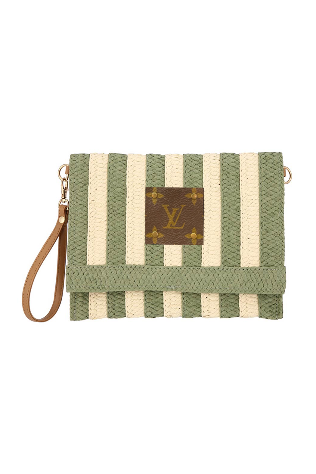 Embellish Your Life - Wholesale Clutch Bag - Women's - Upcycled Striped Straw Clutch Wristlet Crossbody3