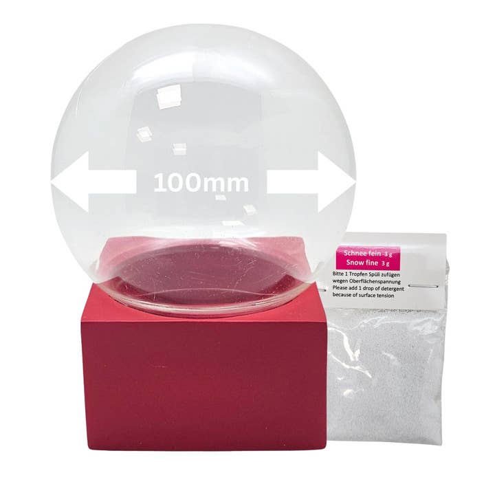 Ensemble de bricolage 100 mm socle en résine poly rouge carré pour la vente par Schneekugelhaus