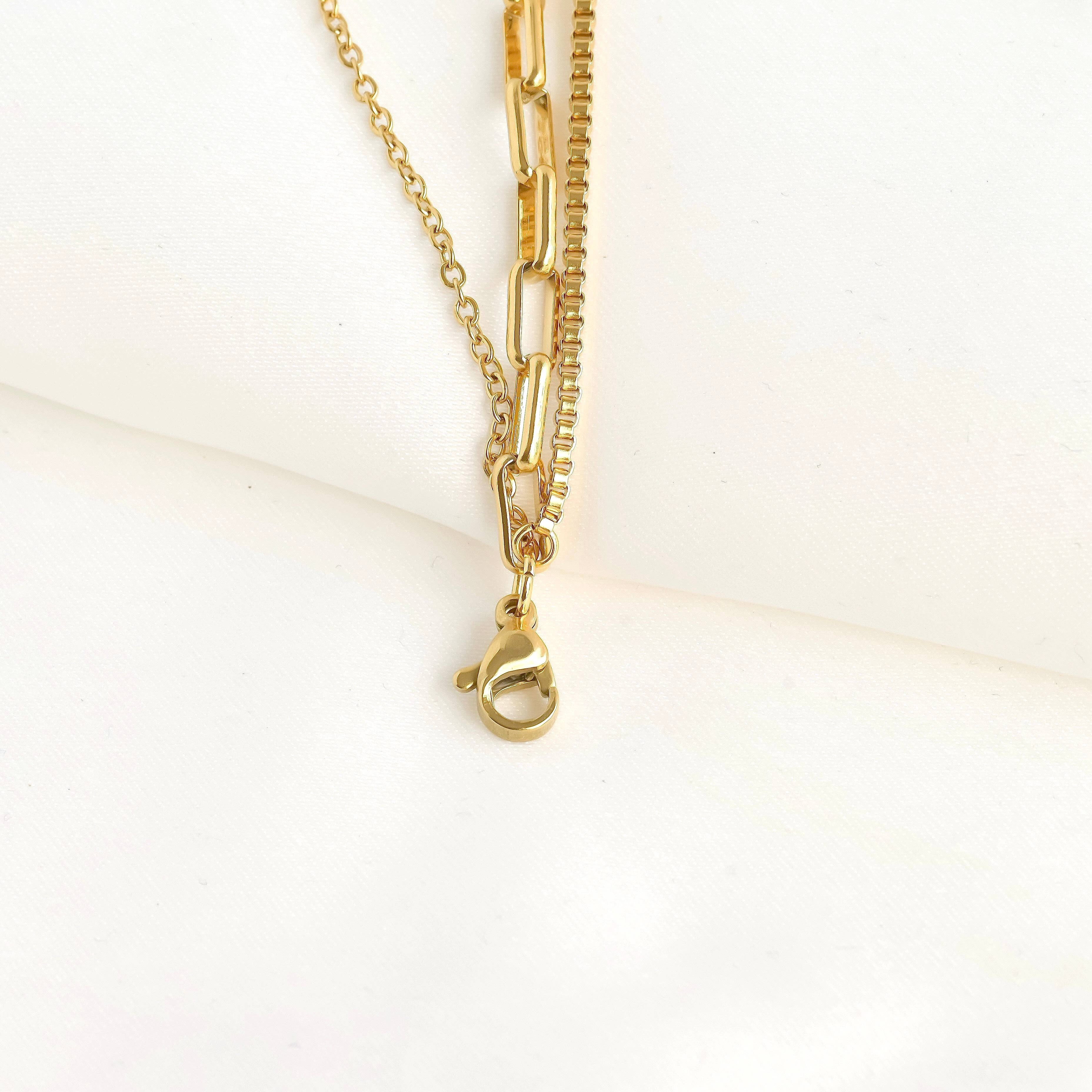 Blueyejewelry - Vente Collier maille et chaîne - Collier superposé étanche à trois rangs2