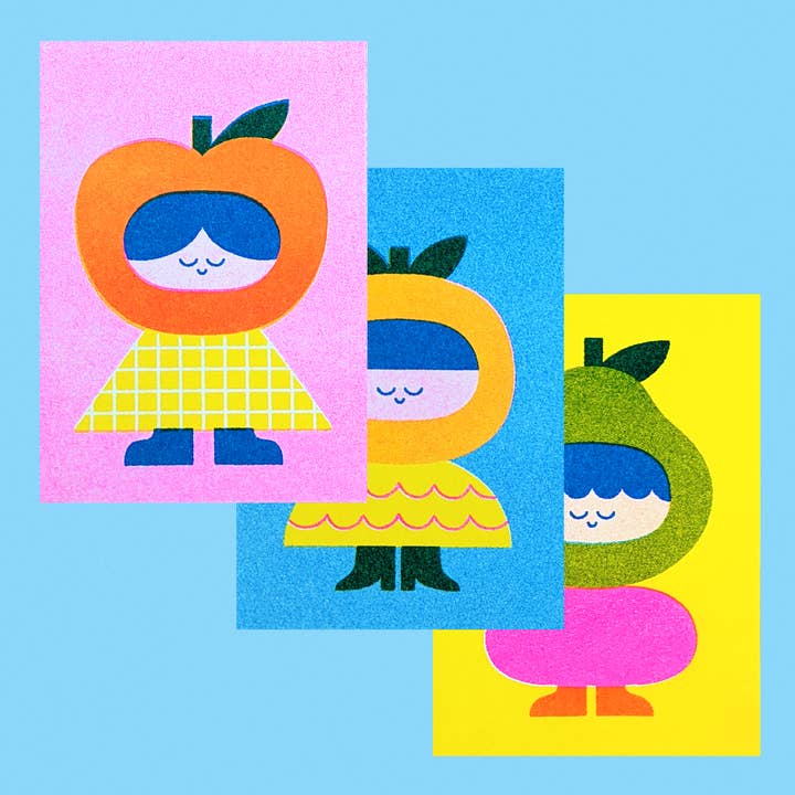 Små Fruktvänner Riso-tryck (Set om 3) för wholesale av hello vonnie