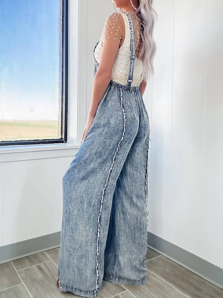 DE VAVE - Wholesale Romper - Women's - Wide-Leg Denim Romper