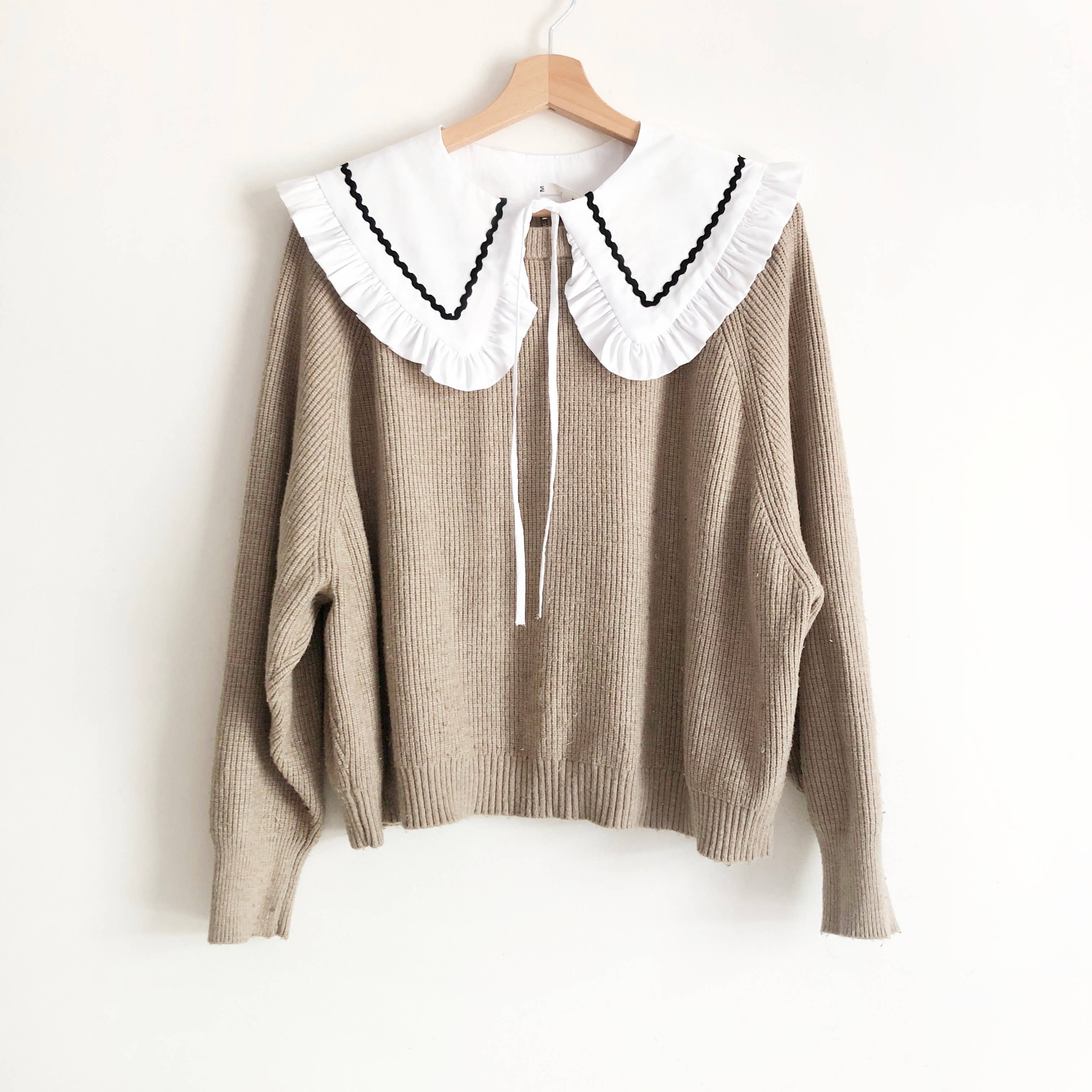 Mustard Monday – wholesale Knitted jumper – Women′s – White Detachable Collar, Ric Rac Collar, Frill collar2