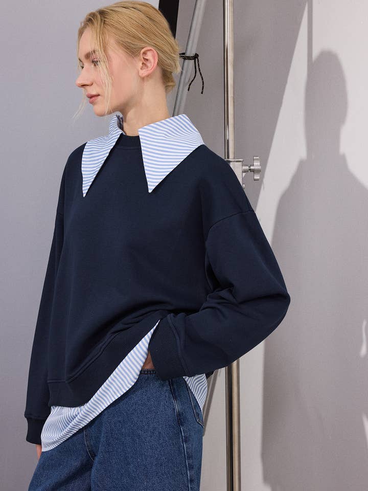 KONTRASTIERENDES GESTREIFTES SWEATSHIRT für den Großhandel von Touché Privé