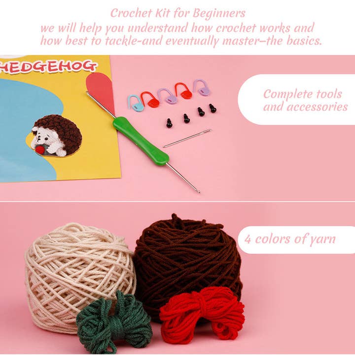 COFFEE HANDMADE DIY HEDGEHOG CROCHET MATERIAL KIT_CWMM0815 for wholesale on Faire