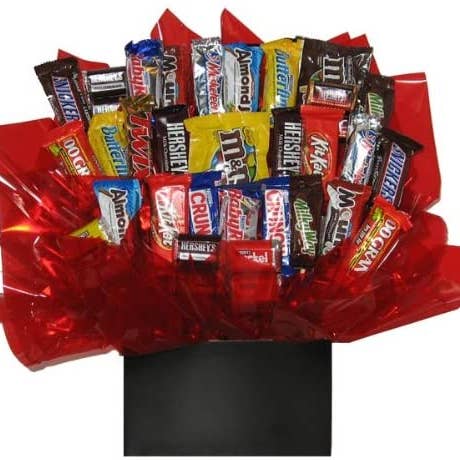 Chocolate Candy Bouquet in a black box (Large-36 pc candy) for wholesale by So Sweet of You