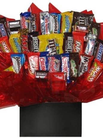 Chocolate Candy Bouquet in a black box (Large-36 pc candy) for wholesale by So Sweet of You