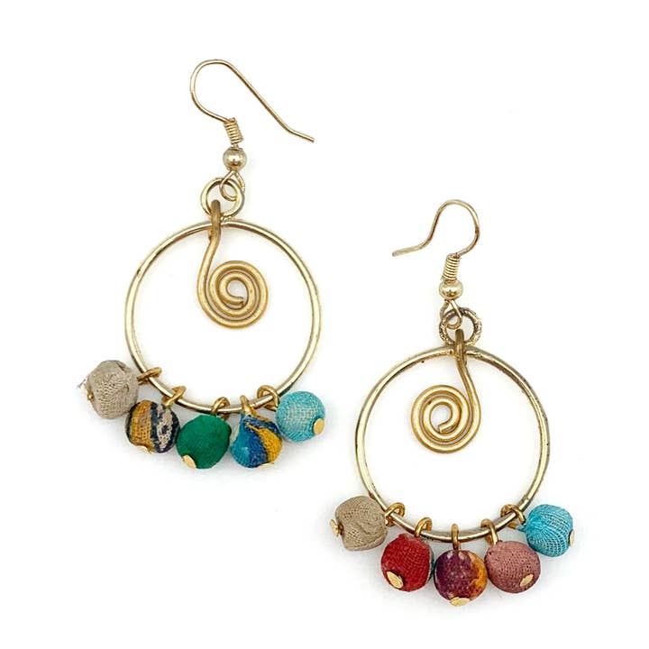 Aasha Spiral and Beads Earrings for wholesale by Anju Jewelry