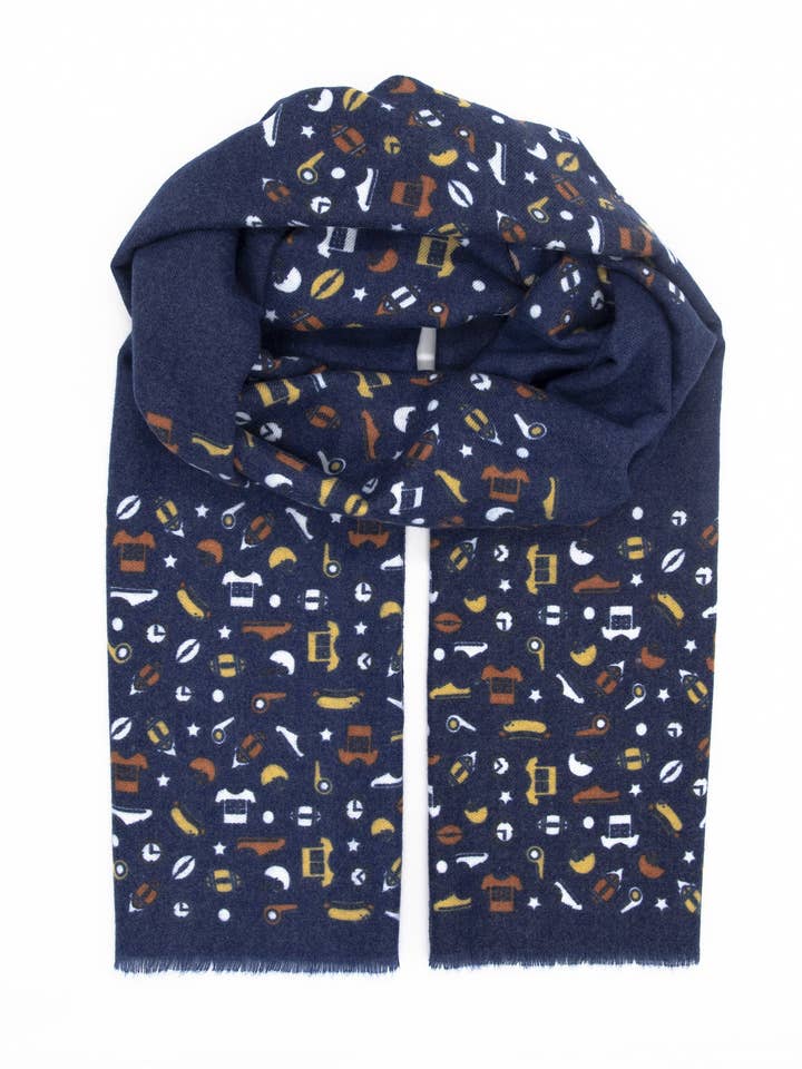 Warm Cotton Scarf for Men with Sport Design Blue for wholesale by Scarf Designers