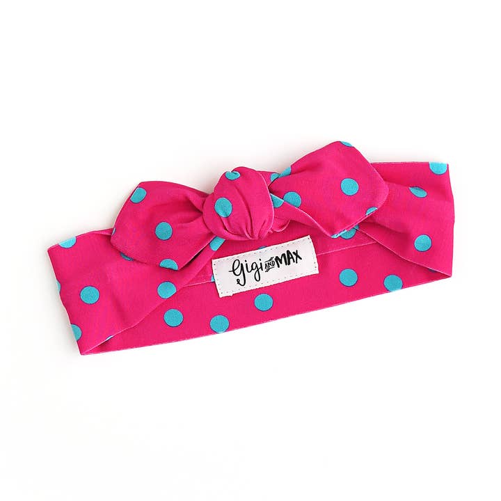 Evelyn Dot Topknot Headband Polka Dot Valentines Day Bamboo for wholesale by Gigi and Max