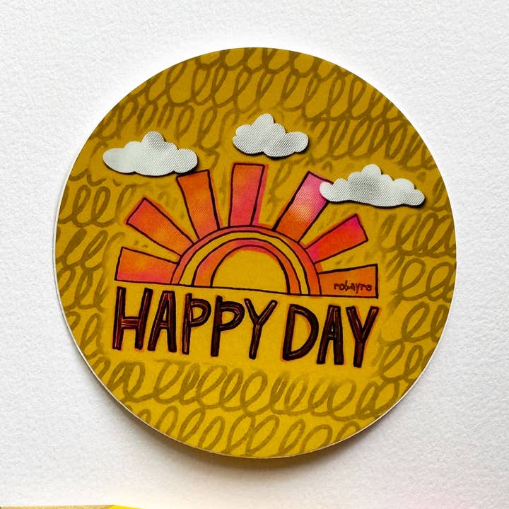 Aufkleber Happy Day Sunshine Cloud Vinyl von Robayre für den Großhandel von Robayre