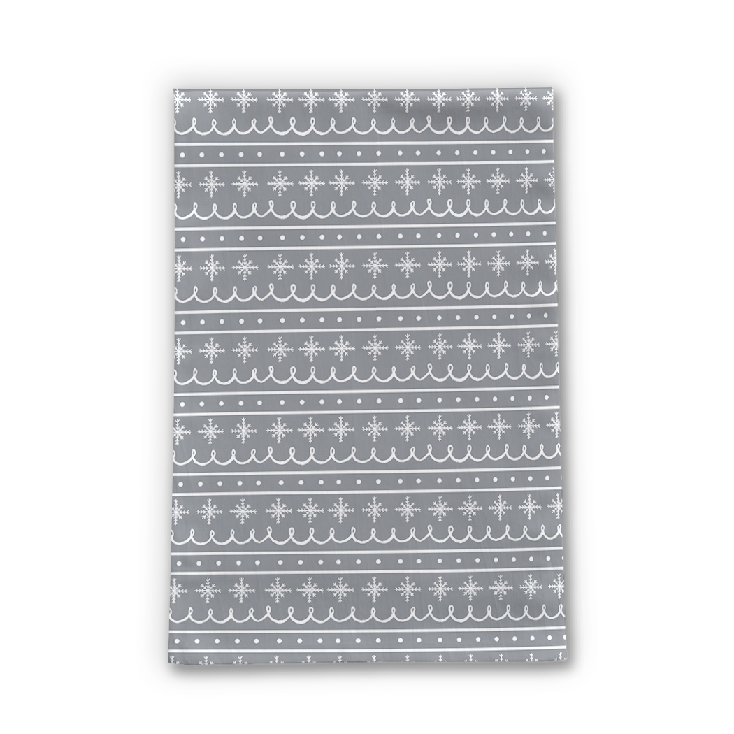 Lauren Ullrich Art - Wholesale Tea Towel - Gray Snowflake Pattern Tea Towel0