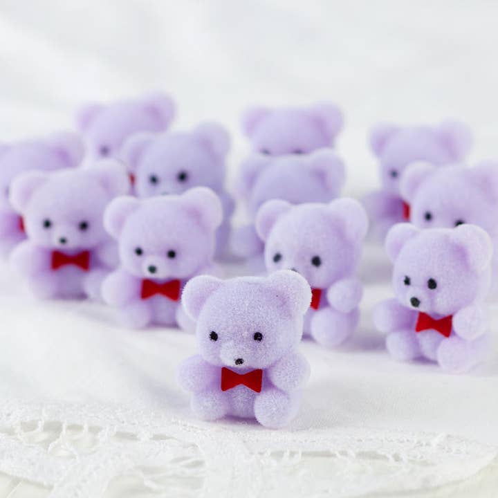 1" Miniature Lavender Flocked Teddy Bears (Bags of 12) for wholesale by Factory Direct Craft
