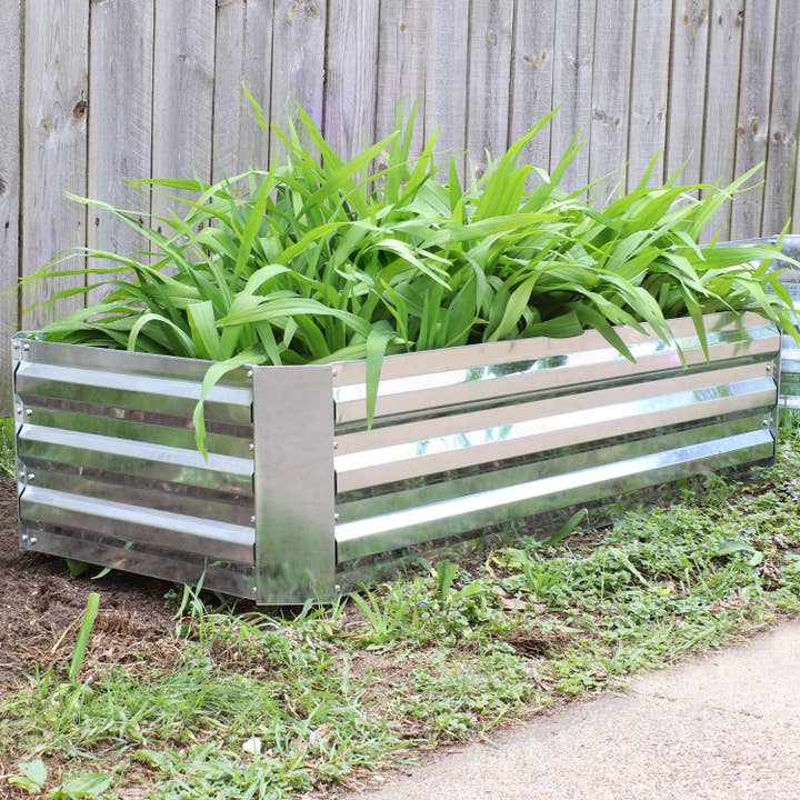 Steel Rectangle Raised Garden Bed - 48 in - Silver for wholesale by Sunnydaze Decor