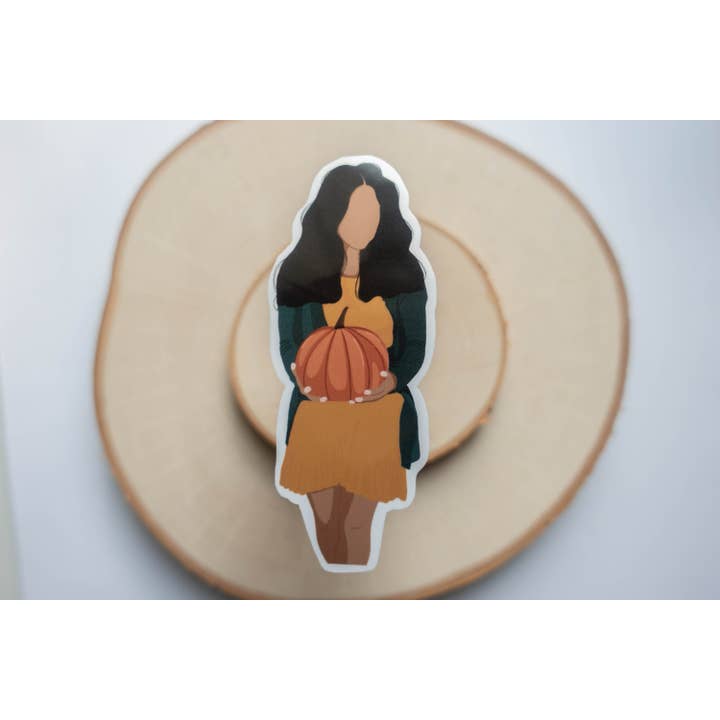 Fall Girl Pumpkin Black Woman Sticker BLM Black Owned Gifts for wholesale by Syera Love & Co.