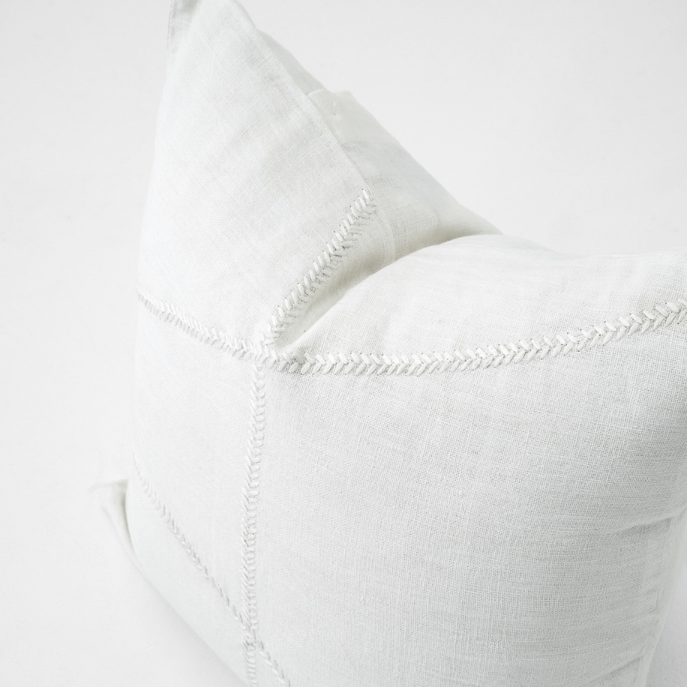 BHD HOME - Wholesale Chair cushion - Linen Lace Curves Stitch White Lounge Cushion 55 x 55cm3